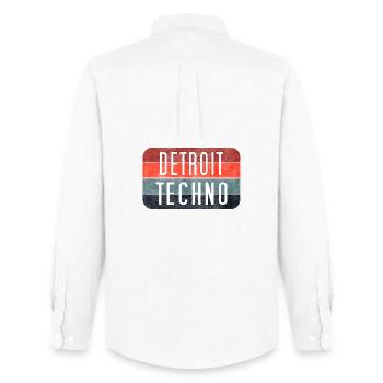 Emblème néon techno de Détroit - Chemise Oxford homme Stanley/Stella - blanc - Dos - AI Model Male 185 dark (185cm)