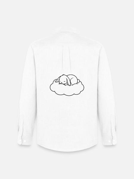 Sleeping Bunny Cloud Outline Vector - Men's Oxford Shirt by Stanley/Stella - white