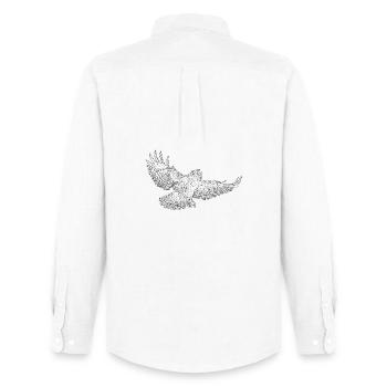 Common buzzard, bird of prey drawn (stylized) - Men's Oxford Shirt by Stanley/Stella - white - Back - AI Model Male 185 dark (185cm)