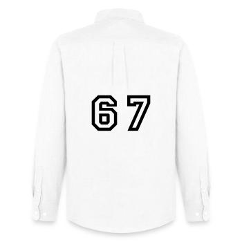 Number - 67 - Sixty Seven - Männer Oxford Hemd von Stanley/Stella - Weiß - Hinten - AI Model Male 185 dark (185cm)