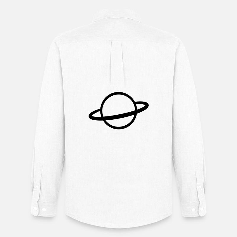 Planet mit Ring Symbol Umriss - Männer Oxford Hemd von Stanley/Stella - Weiß