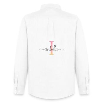 J | Monogramme | Nom | Isabelle |Aquarelle - Chemise Oxford homme Stanley/Stella - blanc - Dos - AI Model Male 185 dark (185cm)