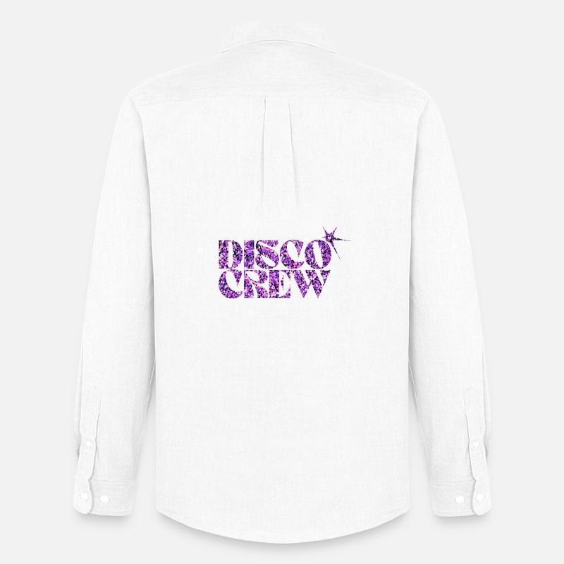 Disco Crew Lilla Glitter-logo - Stanley/Stella Oxfordskjorte herre - hvit