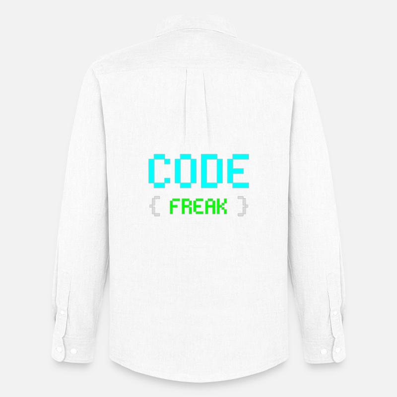 Pixel Code Freak Neon Tee - Männer Oxford Hemd von Stanley/Stella - Weiß