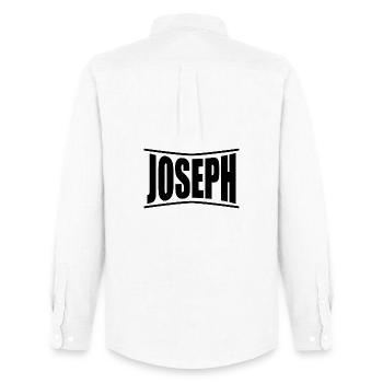 nom t-shirt Joseph t-shirt idée cadeau - Chemise Oxford homme Stanley/Stella - blanc - Dos - AI Model Male 185 dark (185cm)