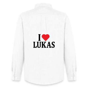 t-shirt I love Lukas t-shirt idée cadeau - Chemise Oxford homme Stanley/Stella - blanc - Dos - AI Model Male 185 dark (185cm)