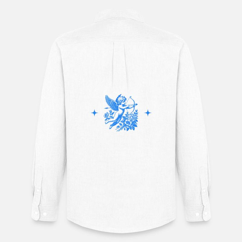 Blaue Blume Amor - Männer Oxford Hemd von Stanley/Stella - Weiß