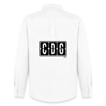 Paris CDG, T-shirt souvenir de la ville. Chaussette, Mug - Chemise Oxford homme Stanley/Stella - blanc - Dos - AI Model Male 185 dark (185cm)