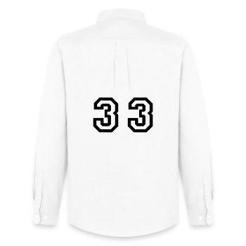 Number - 33 - Thirty Three - Men's Oxford Shirt by Stanley/Stella - white - Back - AI Model Male 185 dark (185cm)
