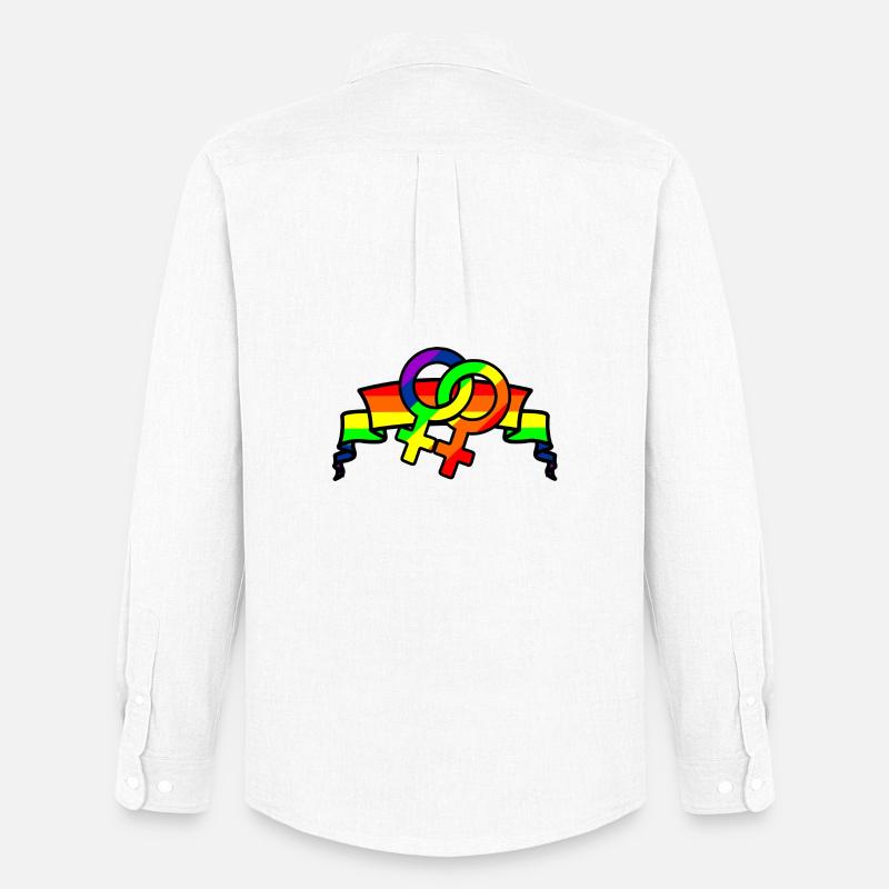 Regenbogen lesbies stolzes Logo - Männer Oxford Hemd von Stanley/Stella - Weiß