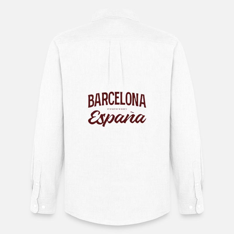 Barcelona Spanien Script Logo - Männer Oxford Hemd von Stanley/Stella - Weiß