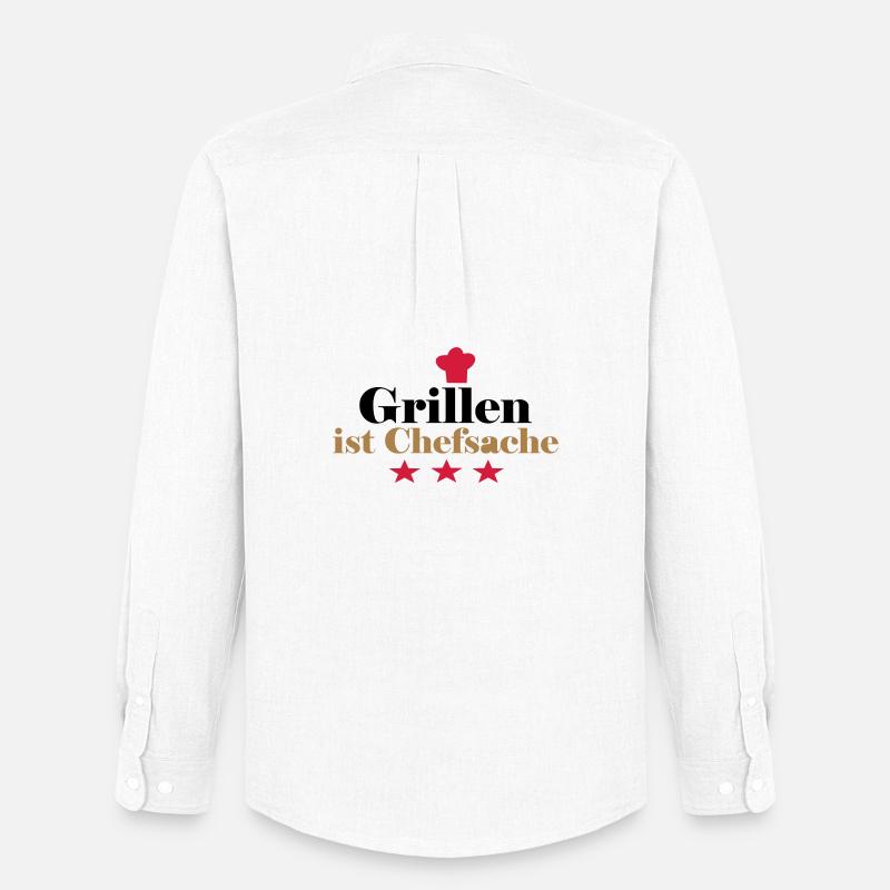 Grillen ist Chefsache - Männer Oxford Hemd von Stanley/Stella - Weiß