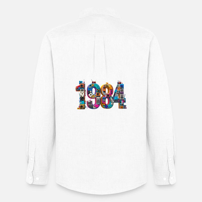 1984 – Abitur, Geburt oder Heirat  - Männer Oxford Hemd von Stanley/Stella - Weiß