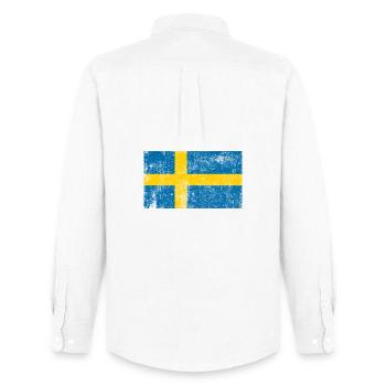Schweden Flagge Fahne Grunge Retro Vintage - Männer Oxford Hemd von Stanley/Stella - Weiß - Hinten - AI Model Male 185 dark (185cm)