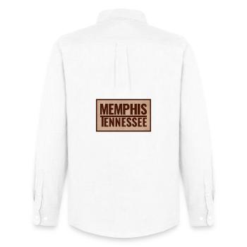 Enseigne ancienne de Memphis Tennessee - Chemise Oxford homme Stanley/Stella - blanc - Dos - AI Model Male 185 dark (185cm)