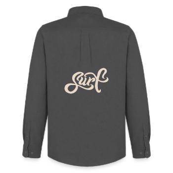 Surf Lettering - Männer Oxford Hemd von Stanley/Stella - Anthrazit - Hinten - AI Model Male 185 dark (185cm)