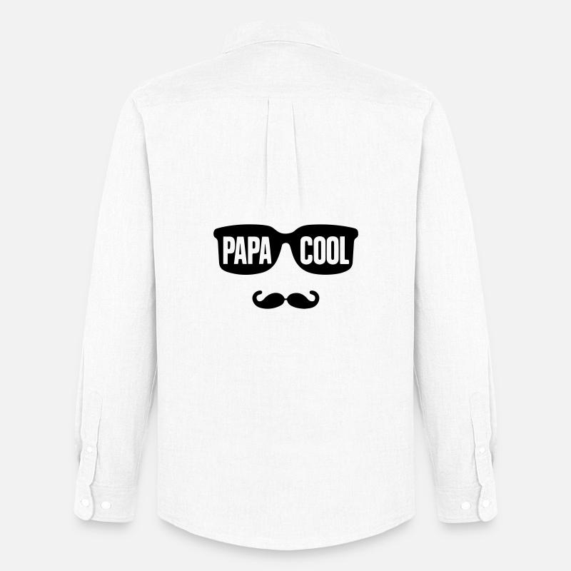 Minimalistisches Papa-Geschenk: "Cool Daddy" - Männer Oxford Hemd von Stanley/Stella - Weiß