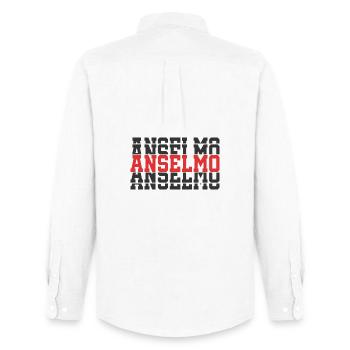 t-shirt Anselmo t-shirt idée cadeau texte empilé - Chemise Oxford homme Stanley/Stella - blanc - Dos - AI Model Male 185 dark (185cm)