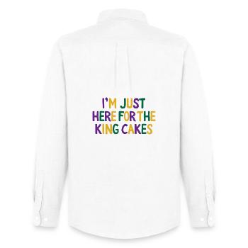 I'm Just Here for the King Cakes Mardi Gras Fun - Men's Oxford Shirt by Stanley/Stella - white - Back - AI Model Male 185 dark (185cm)