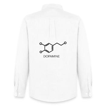 Conception scientifique minimaliste de la molécule de dopamine - Chemise Oxford homme Stanley/Stella - blanc - Dos - AI Model Male 185 dark (185cm)