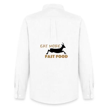 Eat more Fastfood - Männer Oxford Hemd von Stanley/Stella - Weiß - Hinten - AI Model Male 185 dark (185cm)