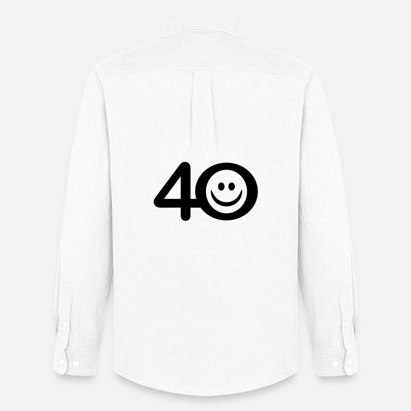 Zum Vierzigsten: 40 mit Lächel-Emoticon - Männer Oxford Hemd von Stanley/Stella - Weiß