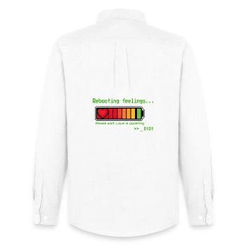Rebooting feelings love updating geek t-shirt. - Men's Oxford Shirt by Stanley/Stella - white - Back - AI Model Male 185 dark (185cm)