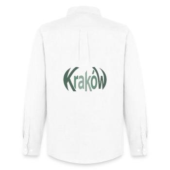 Krakau, Krakow Grün Typo - Männer Oxford Hemd von Stanley/Stella - Weiß - Hinten - AI Model Male 185 dark (185cm)