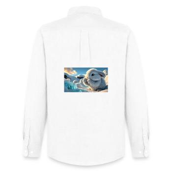 Niedlicher Schneehase mit Eiskristallen - Men's Oxford Shirt by Stanley/Stella - white - Back - AI Model Male 185 dark (185cm)
