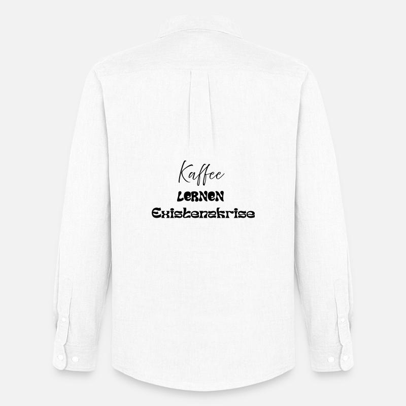 Coffee -> Learning -> Existential Crisis - Men's Oxford Shirt by Stanley/Stella - white