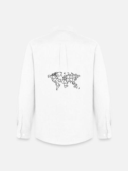 Weltkarte Puzzle Erde Global - Männer Oxford Hemd von Stanley/Stella - Weiß