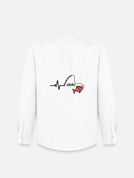 ECG Fishing Rod Fish Outline - Men's Oxford Shirt by Stanley/Stella - white