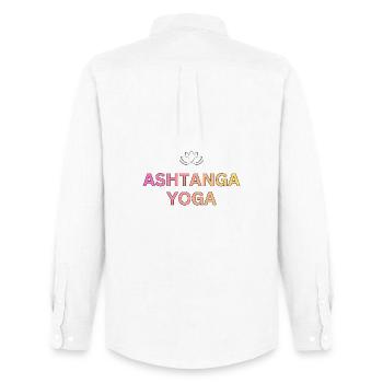 Ashtanga Yoga Gradient Schrift - Männer Oxford Hemd von Stanley/Stella - Weiß - Hinten - AI Model Male 185 dark (185cm)