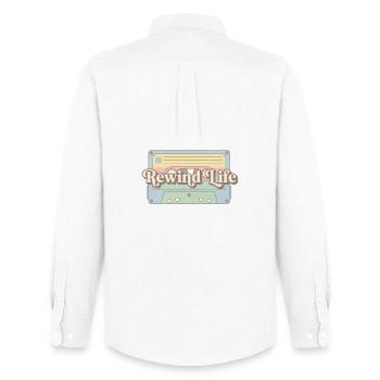 Cassette rétro Rewind Life - Chemise Oxford homme Stanley/Stella - blanc - Dos - AI Model Male 185 dark (185cm)