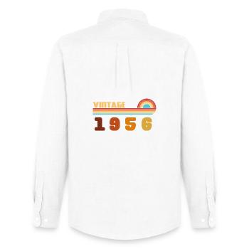 70 Jahre altes Schwarz-Gold-Tee Geboren 1956 - Männer Oxford Hemd von Stanley/Stella - Weiß - Hinten - AI Model Male 185 dark (185cm)
