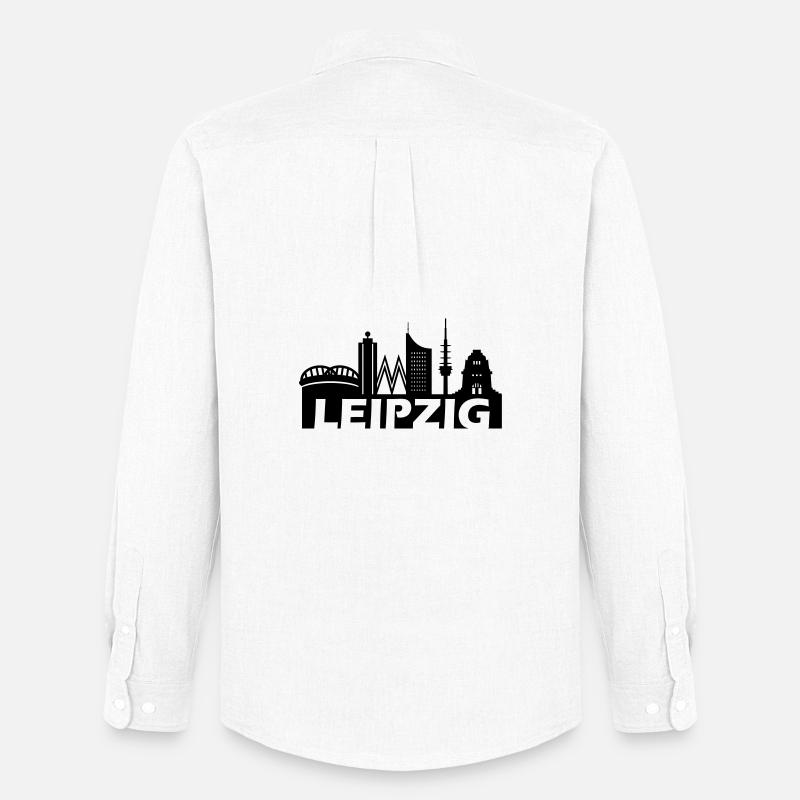Skyline Leipzig - Männer Oxford Hemd von Stanley/Stella - Weiß