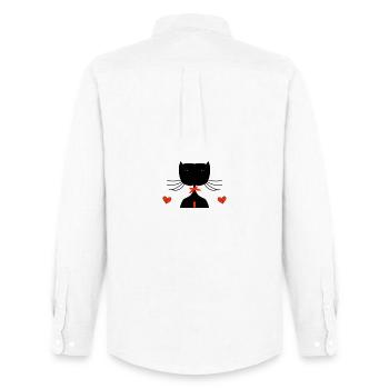 black cat - Men's Oxford Shirt by Stanley/Stella - white - Back - AI Model Male 185 dark (185cm)