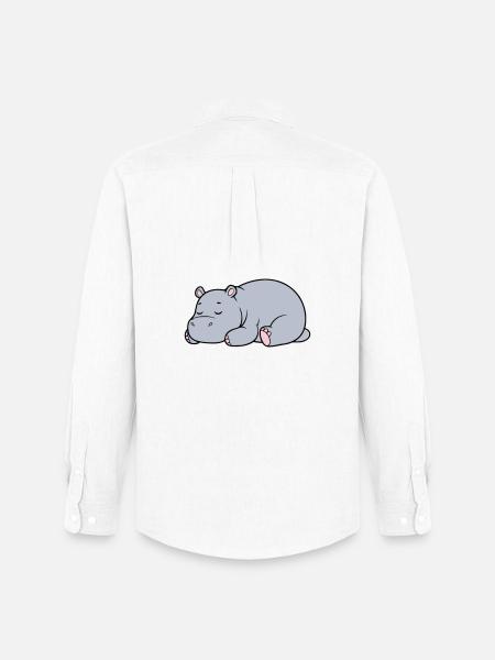 Sleeping Hippopotamus Tired Lazy Vector - Men's Oxford Shirt by Stanley/Stella - white