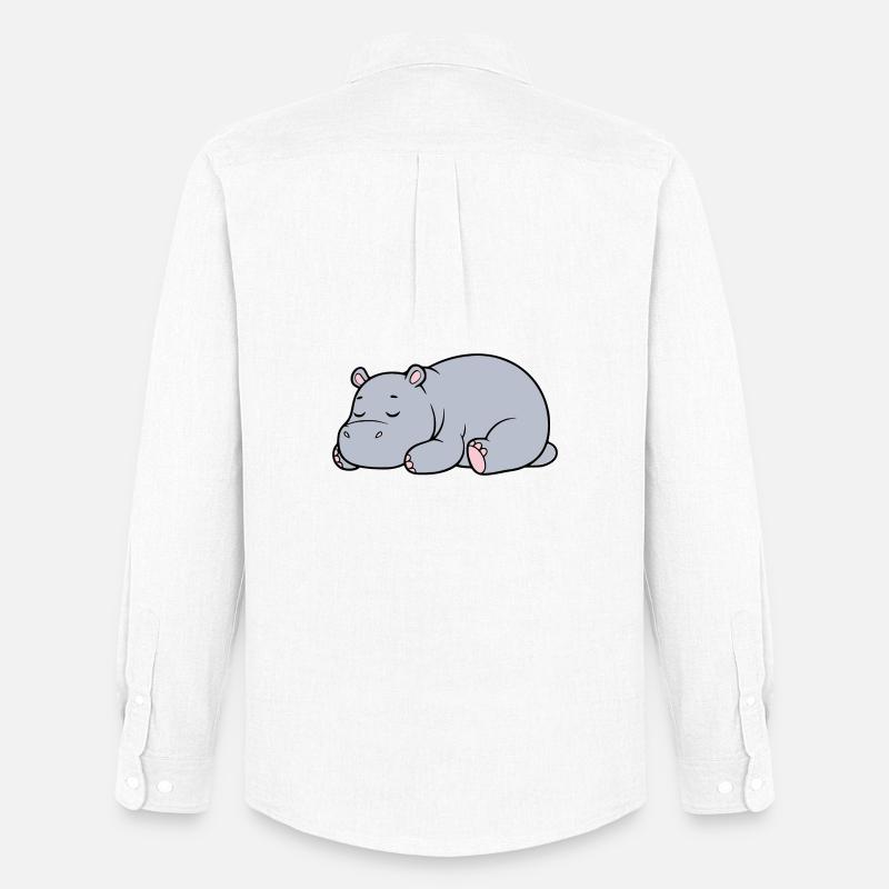 Sleeping Hippopotamus Tired Lazy Vector - Men's Oxford Shirt by Stanley/Stella - white