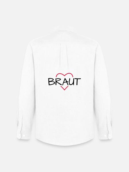Braut Herz JunggesellinnenabschiedHochzeit - Männer Oxford Hemd von Stanley/Stella - Weiß