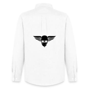 Casque de moto avec aile, casque de motard et lunettes de motard - Chemise Oxford homme Stanley/Stella - blanc - Dos - AI Model Male 185 dark (185cm)