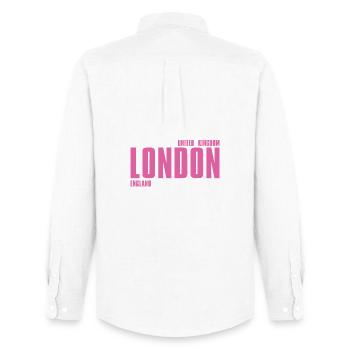 London – England Lyric Design - Männer Oxford Hemd von Stanley/Stella - Weiß - Hinten - AI Model Male 185 dark (185cm)