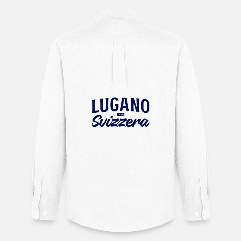 Lugano Svizzera Script Design - Männer Oxford Hemd von Stanley/Stella - Weiß