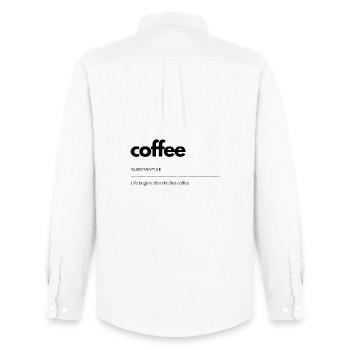 coffee– Leben beginnt danach - Männer Oxford Hemd von Stanley/Stella - Weiß - Hinten - AI Model Male 185 dark (185cm)