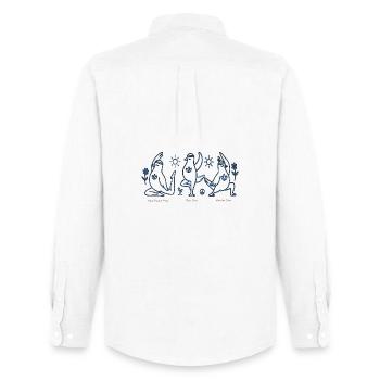 Drei Pinguine im Yoga Boho Peace - Männer Oxford Hemd von Stanley/Stella - Weiß - Hinten - AI Model Male 185 dark (185cm)