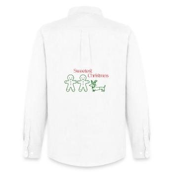 Noël – Pain d’épices et teckel minimalistes (Vert) - Chemise Oxford homme Stanley/Stella - blanc - Dos - AI Model Male 185 dark (185cm)