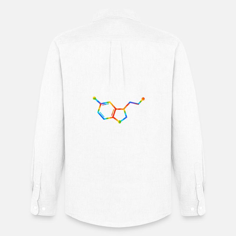 Regenbogenmolekülgeometrie – Seratonin - Männer Oxford Hemd von Stanley/Stella - Weiß