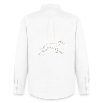 Minimalistische Windhund Silhouette Linienkunst - Männer Oxford Hemd von Stanley/Stella - Weiß - Hinten - AI Model Male 185 dark (185cm)