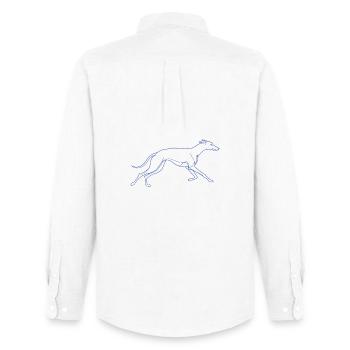 Minimalistische Windhund Silhouette Linienkunst - Männer Oxford Hemd von Stanley/Stella - Weiß - Hinten - AI Model Male 185 dark (185cm)