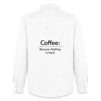 Coffee Because Murder Is Wrong - Men's Oxford Shirt by Stanley/Stella - white - Back - AI Model Male 185 dark (185cm)